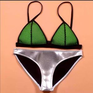 Bikini - Silver / Green - Size S